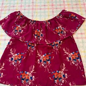 Lily White berry Floral Off-Shoulder Top